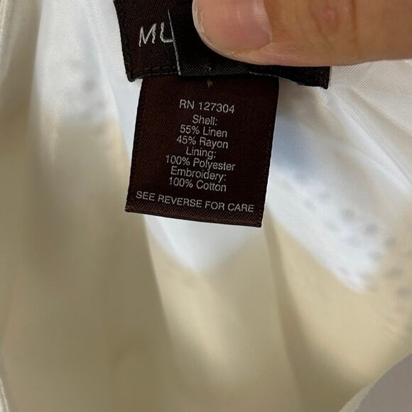 Multiples Women's Size M Off White Linen Roll Tab Sleeve Grommet Jacket #0318 - Picture 7 of 12